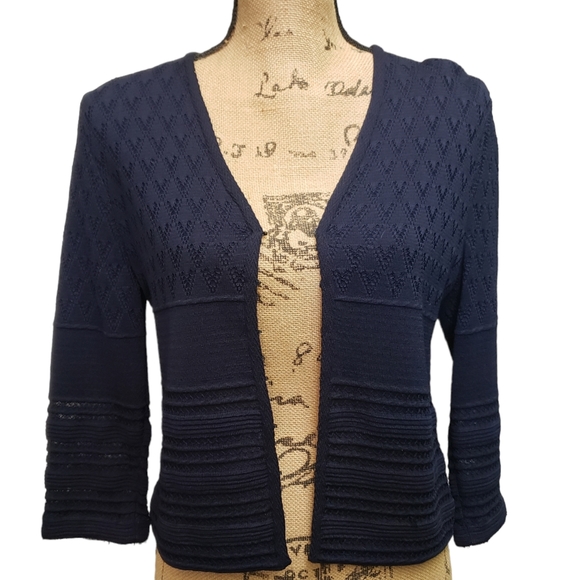 SOLD St. John Cardigan, Griffith Gray For St. John, Knit, Navy, Size 4 - Picture 9 of 12